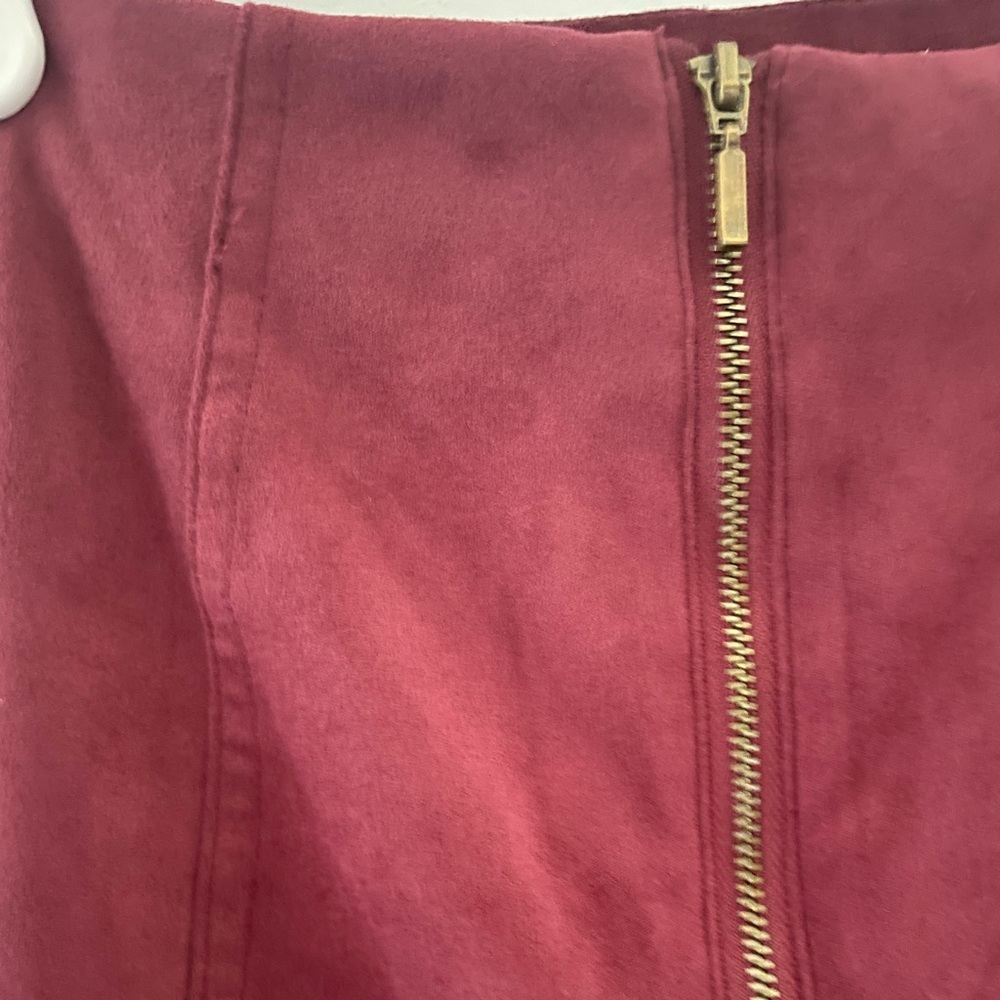 Burgundy velvet mini skirt